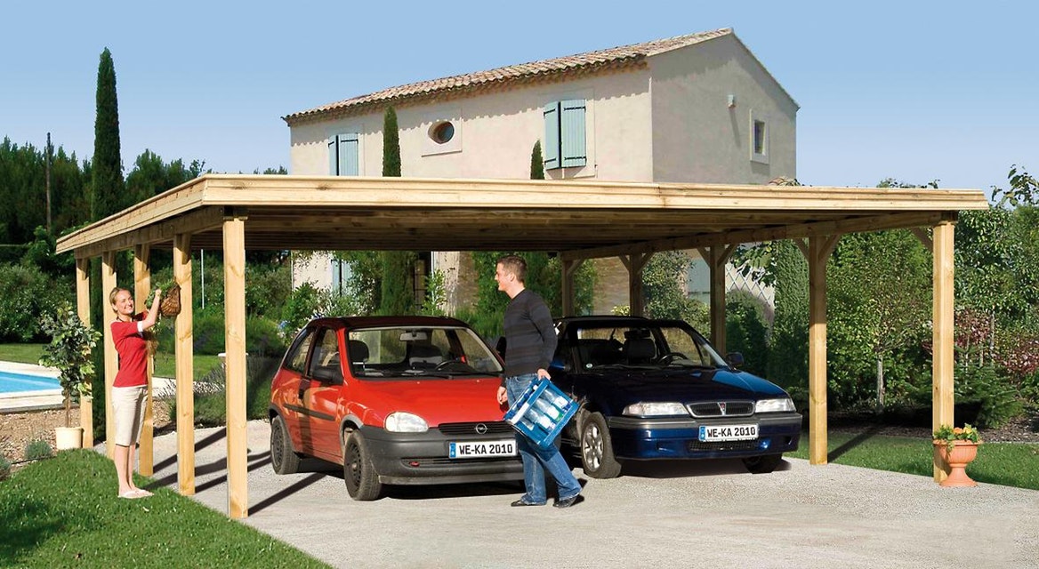 Nyitott garázs kétállásos Weka carport 609.6060
