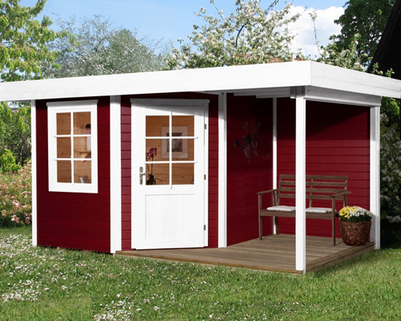 Faház svédvörös Weka 213 fatárolóval