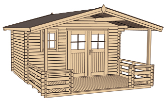 Kerti faház építés a megrendelő elképzelései szerint kétszárnyú ajtóval terassz tetővel vagy nélküle.