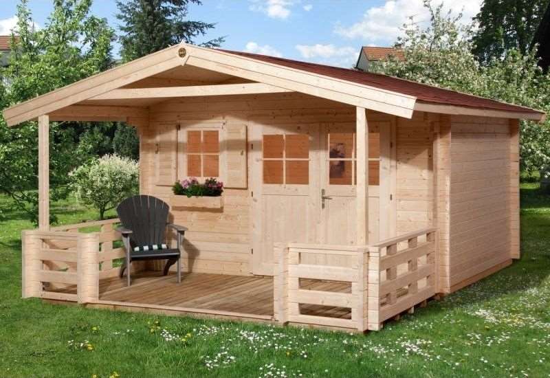 Weka faház terasz tetővel és burkolattal