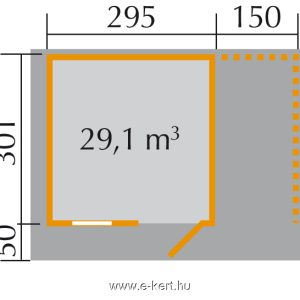 Szerszámtároló faház alapozási rajza fatárolóval építve