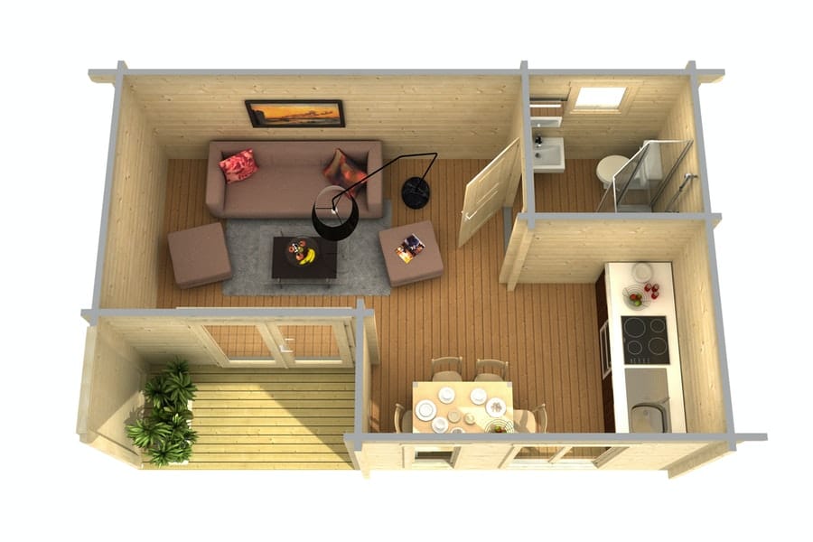 Hétvégi faház belső berendezése Weka 701