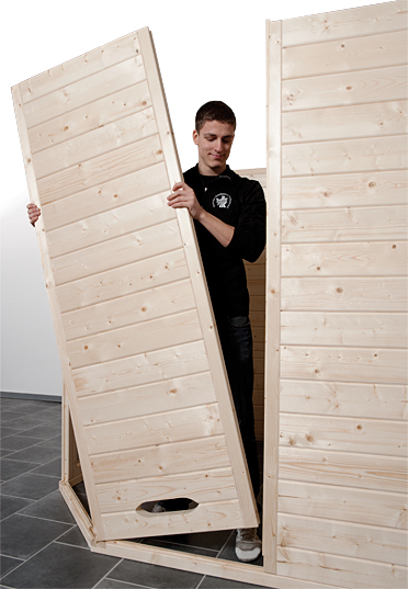 Weka szauna építés panel elemekből szaunakályhával együtt